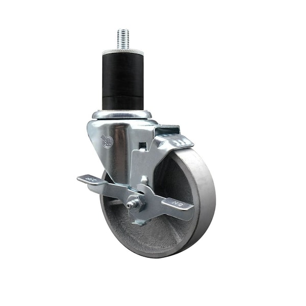 4'' Semi Steel Swivel 1-3/4'' Expanding Stem Caster with Brake
